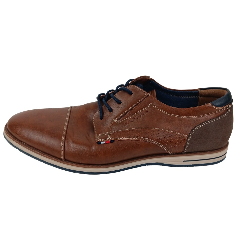 Tommy Hilfiger Shoes Mens Size 12 Brown Lace Up Dress Oxford Casual Leather Logo